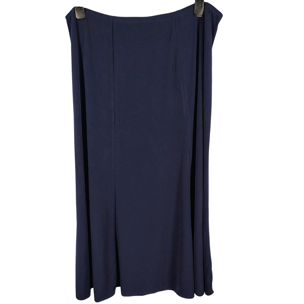 Womens 1X Simonton Says Maxi Skirt Navy Blue Spandex Minimalist Dark Academia